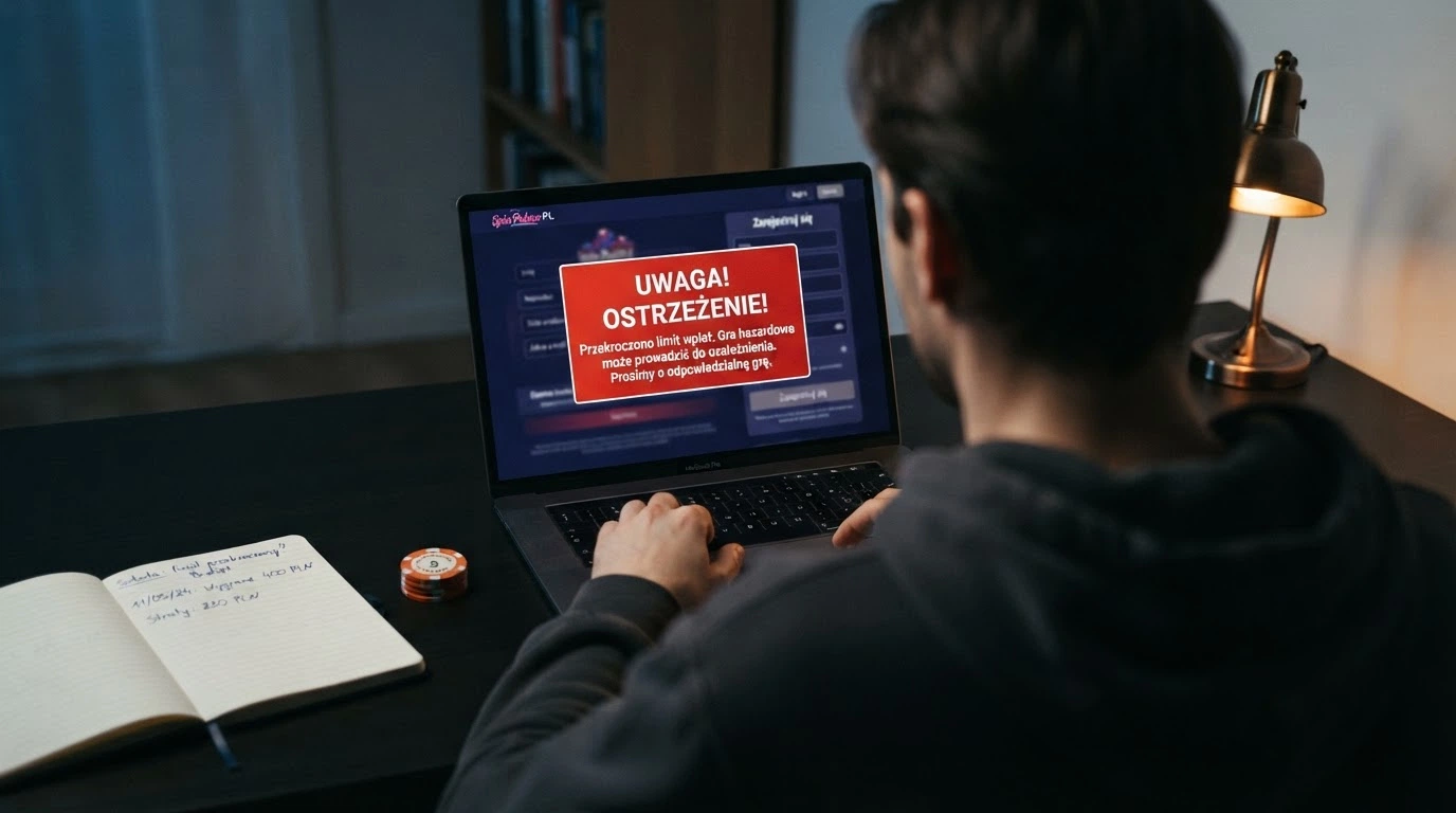 Ekran z fragmentem ustawy o grach hazardowych lub logo Ministerstwa Finansów na tle flagi Polski