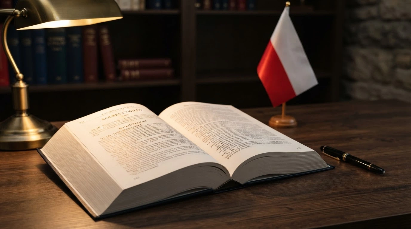 Dokument ustawy o grach hazardowych na tle flagi Rzeczypospolitej Polskiej