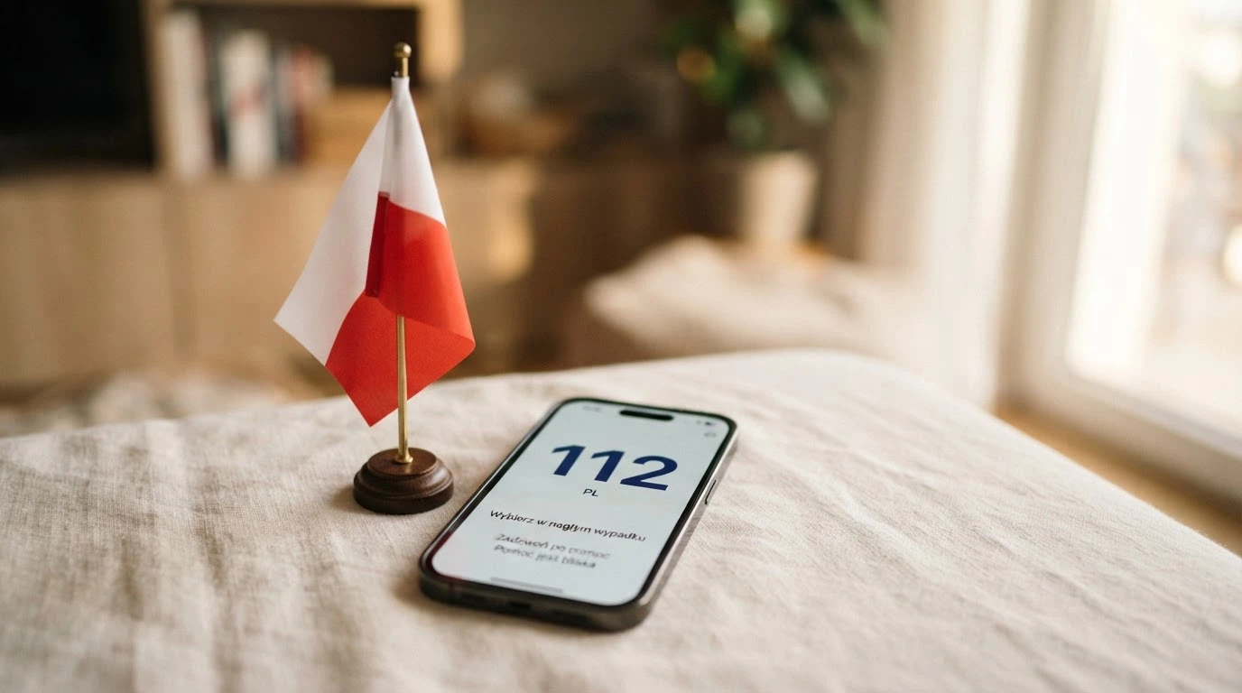 Słuchawka telefonu na tle logo Cardano i polskiej flagi, obok napis „801 889 880”