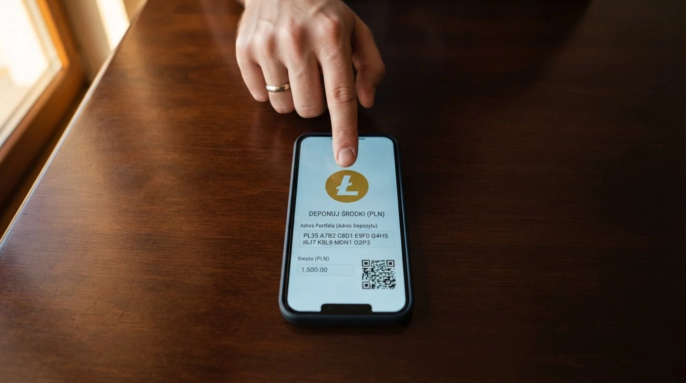 Interfejs wpłaty kryptowalutowej w kasynie online z widocznym adresem CashAddr i kwotą BCH